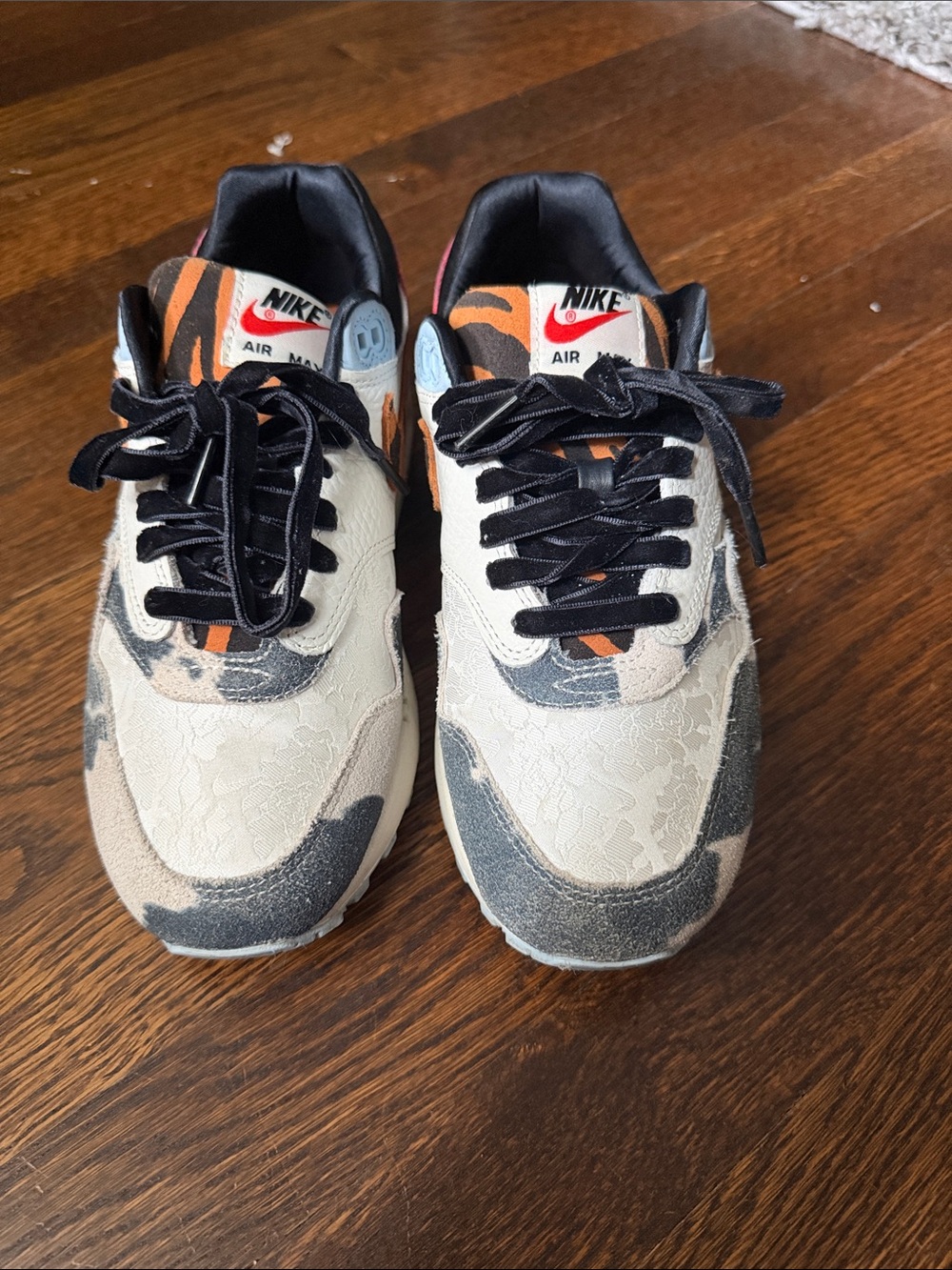 Nike Air Max Cream, Black, Orange & Gray Lace-Up Sneakers